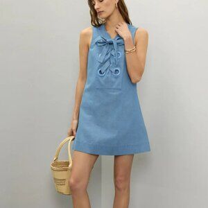 English Factory Denim Lace Up Mini Dress